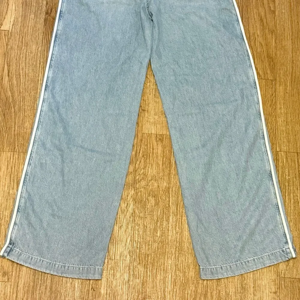 Madewell Tall Pull-On Track Pants in Airy Denim Faded Horizon Wash Size TM